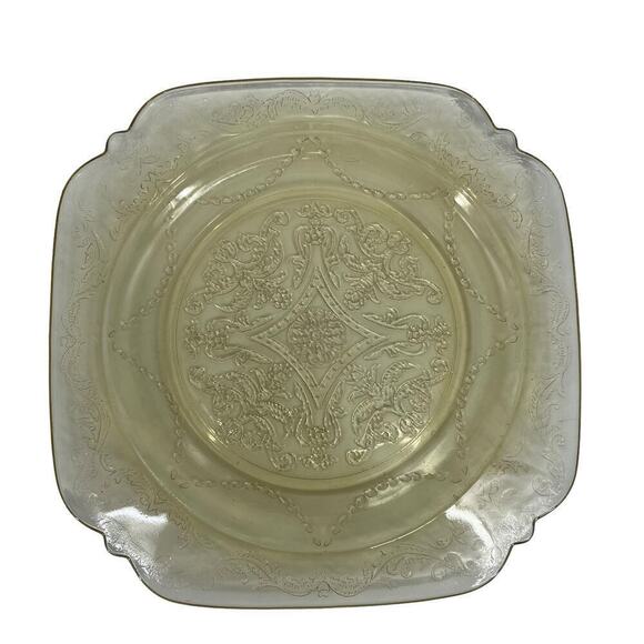Vintage Federal Yellow Madrid Depression Glass Plates & Tumbler Glass - Picture 5 of 8